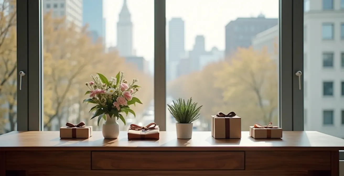 Planning annuel de cadeaux d'affaires avec quatre moments stratégiques marqués