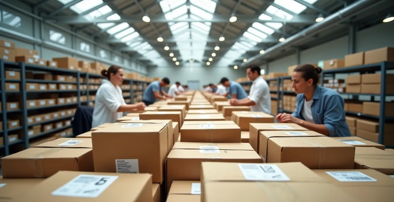 Centre de préparation et d'expédition de care packages personnalisés avec emballages éco-responsables