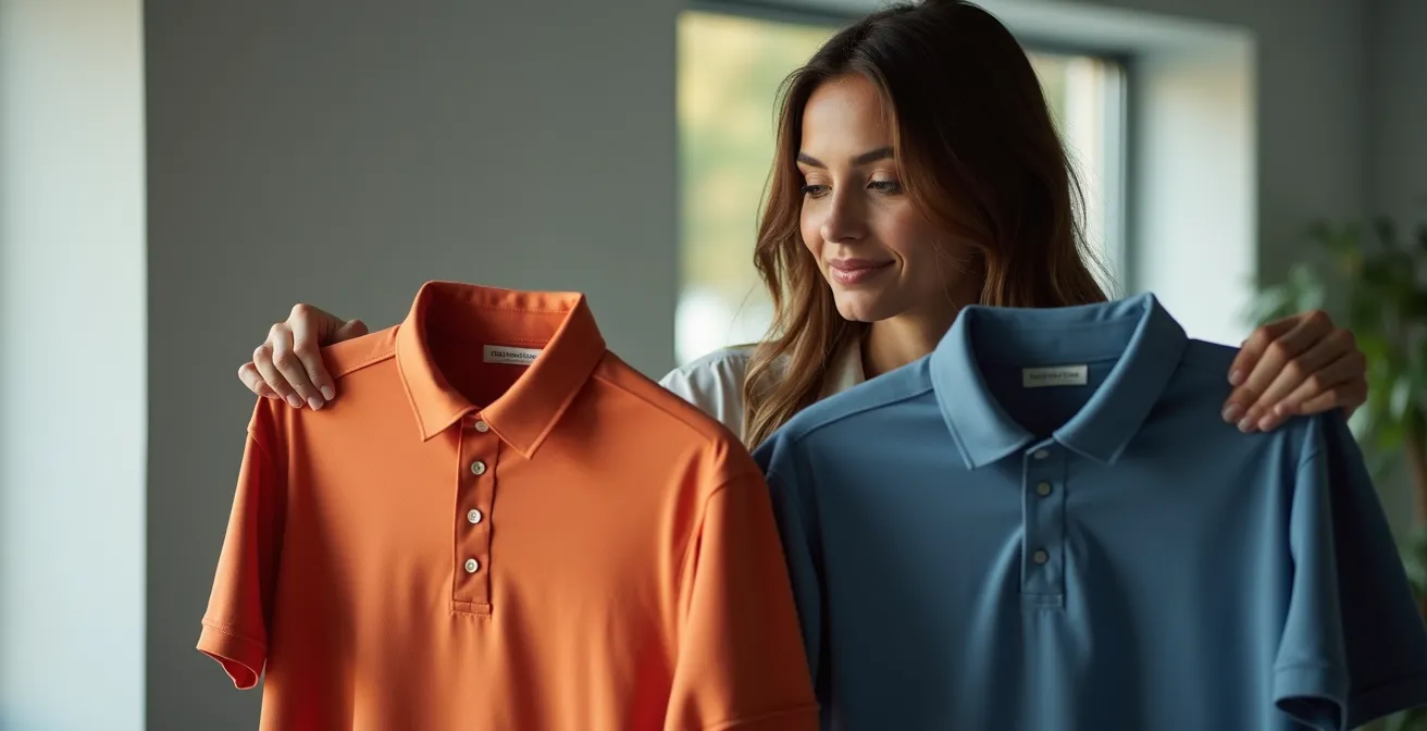 Comparaison visuelle entre marquage discret et ostentatoire sur textile