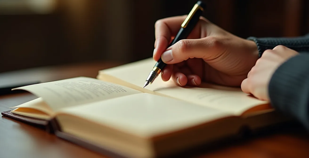 Carnet de notes en cuir français posé sur un bureau élégant